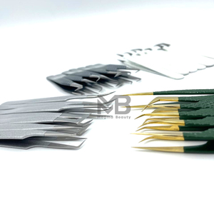 Pinzas de extensión de pestañas con agarre de diamante con punta plateada recubierta de color personalizado al por mayor Acero inoxidable japonés con nombre de marca personalizado - Product Image 5