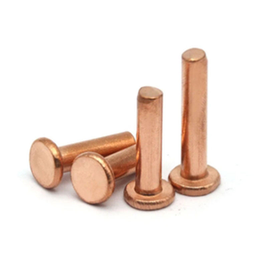 Rivets à tête plate ronde en cuivre massif M3 M4 M5 M6, laiton, bronze, DIN7338 - Product Image 1