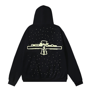 Sweats à capuche et sweat-shirts pour hommes Vente en gros Sweat à capuche version haute 100% coton mélangé Chip Hip Hop Peint à la main Street Pullover Hoodies - Product Image 3