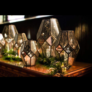 Stylish Golden Metal Framed Mercury Glass <b>Tea</b> <b>Light</b> Holders <b>Lanterns</b> Jars Rectangular Design Handmade for Home Garden Event - Product Image 5