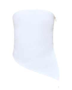 Women's Fashion Bandage Split <b>Asymmetric</b> <b>Hem</b> Bandeau Long <b>Top</b> OEM White New Promotion Hot for Spring Parties Wholesale - Product Image 4