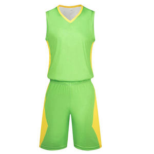 Ensemble d'uniformes de basket-ball, maillot réversible et short personnalisé, pas cher, couleur unie, vert, Offre Spéciale - Product Image 2