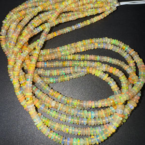 Welo Opale éthiopienne 3-4mm perles de pierre rondelle lisse naturelle de l'Inde prête à expédier - Product Image 1