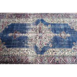 Alfombra Vintage de 3.7x6.2 pies, Alfombra Azul Marroquí de Lana - Product Image 4