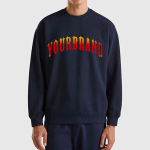 เสื้อผู้ชายดีไซน์ล่าสุด ไซส์ใหญ่ ทรงปกติ สกรีนลายตามสั่ง สีน้ำเงินล้วน ผ้าฝ้ายฟลีซ ทรงคอกลม สำหรับฤดูใบไม้ร่วง ปักลาย - Product Image 1