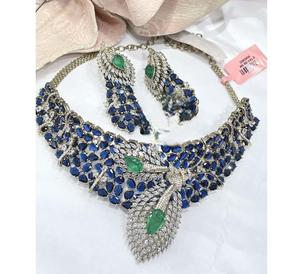 Stunning Designer High Quality Brass Silver Plated Zircon <b>Statement</b> Fusion Women's <b>Necklace</b> Set Earrings Classic Party Gift - Product Image 1