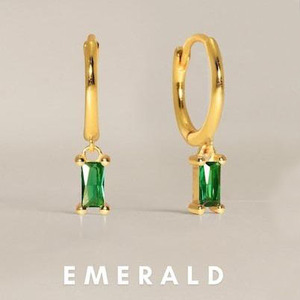 Pendientes de aro colgantes de zafiro-Pendiente de piedras preciosas con forma de Baguette de plata de ley 925, joyería de mujer con piedra natal facetada - Product Image 5