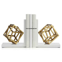 Vente en gros de supports de livres verticaux en métal avec base en marbre, plaqués or de haute qualité, design unique