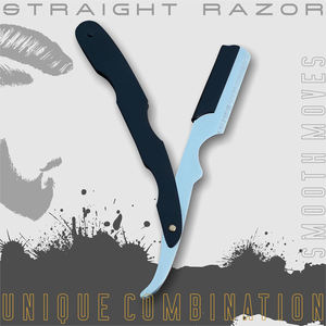 Maquinilla de afeitar para corte de pelo de salón de borde recto de peluquero de plata negra 100% acero inoxidable con 10 cuchillas - Product Image 4