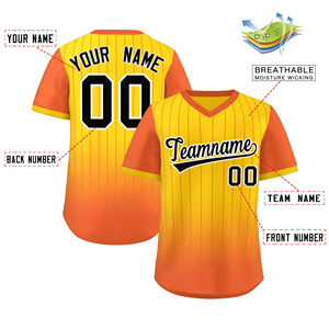 Camiseta de béisbol personalizada, uniforme sublimado amarillo y naranja, ropa deportiva transpirable de manga corta, nombre del equipo y número impreso - Product Image 2