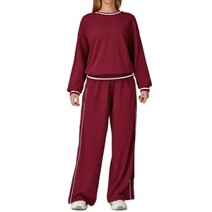 Survêtement de course de gymnastique d'hiver pour femmes Ensemble de sports de plein air confortable avec sweat à capuche contrasté Ensemble 2 pièces - Product Image 2