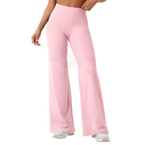 Pantalon évasé taille mi-haute élastique pour femme, motif uni, hiver, fitness, entraînement, écologique, respirant, Spandex/Nylon de haute qualité - Product Image 1