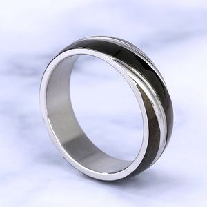 Jeulia Trendy <b>Black</b> <b>Titanium</b> Steel Wedding Band <b>Ring</b> - Product Image 6