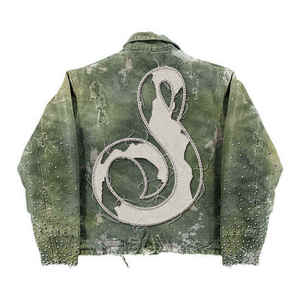 แจ็กเก็ตยีนส์สำหรับผู้ชายประดับพลอยเทียมปักลายสไตล์วินเทจแนวสตรีทแจ็กเก็ตยีนส์ - Product Image 5