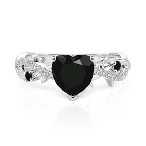 Anillo de Promesa Jeulia con Corte Marquise en Forma de Corazón, Chapado en Rodio, Plata de Ley, Joyería Fina y Delicada - Product Image 1