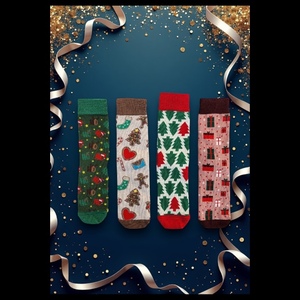 Calcetines de Navidad unisex para hombre y mujer, calcetines de punto transpirables para uso diario con logotipo en la parte inferior, regalo perfecto de Año Nuevo - Product Image 2