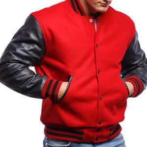 Chaquetas de hombre Varsity de otoño/invierno con parche de lana bordado manga de cuero genuino chaqueta de béisbol Varsity de talla grande - Product Image 6