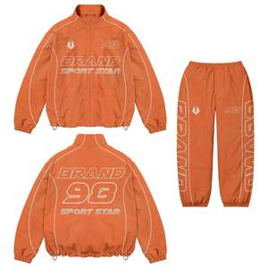 Chándales de jogging de nailon para hombre de marca propia, alta calidad, 100%, diseño de logotipo serigrafiado, Color naranja, talla grande, característica de invierno - Product Image 4