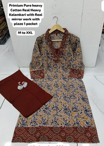 Ensemble de kurta en coton pur lourd tendance indien pakistanais dans un design indien traditionnel prêt à porter ensembles de kurti indiens pakistanais - Product Image 2