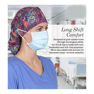 Gorros Quirúrgicos Unisex con Espacio para Cola de Caballo, Gorros de Enfermera Cómodos para Cabello Largo, Gorro Bouffant Elegante 100% Algodón Transpirable para Playa y Exteriores - Product Image 5