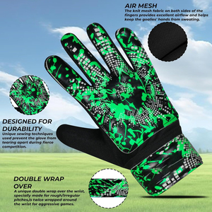 Gants d'entraînement de football unisexes pour enfants et adultes, respirants, antidérapants, résistants à l'usure, en latex imperméable, à fermeture à lacets, pour l'extérieur - Product Image 2