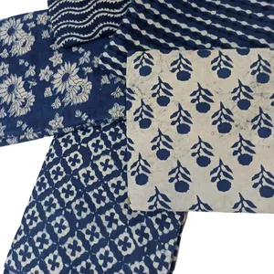 Novo multi design mão bloco de tecido de algodão, estampa para mulheres, crianças, vestido de jaipur por ida, índia