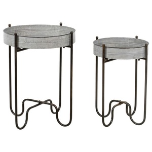 Maceta de metal con acabado galvanizado New Look con soporte de hierro negro para maceta de flores decorativa para interiores y exteriores - Product Image 4