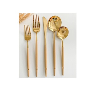 Cane & Stainless Steel <b>Flatware</b> <b>Sets</b> With Cane Woven Handle & Gold Plated for Home & Restaurant - Product Image 5