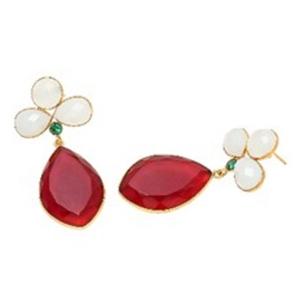 Pendientes de plata de ley 925 con gema de Calcedonia, pendientes con forma de pera y marquesa - Product Image 1