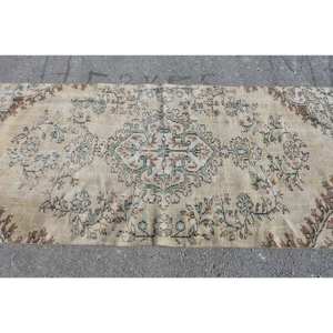 พรมขนสัตว์สีเบจสีน้ำตาล8.2ft วินเทจคลาสสิกตุรกีงานเย็บปะแฮนด์เมดดีไซน์สำหรับทางเดินข้างเตียงยางพาราทรงสี่เหลี่ยมผืนผ้า - Product Image 3