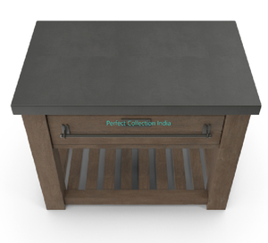 Mesita de noche de madera maciza de lujo de alta calidad, parte superior negra, un cajón de almacenamiento, mesita de noche plegable, dormitorio de uso hospitalario en el hogar - Product Image 2