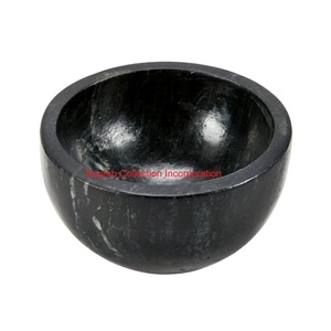 Bol de service en marbre noir naturel fabriqué à la main de qualité supérieure bol élégant multi-usages et décoratif pour la cuisine et la décoration intérieure - Product Image 1