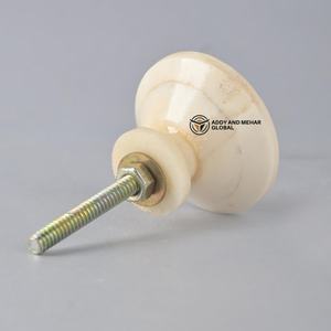 Bouton de meuble rond moderne en os incrusté, durable et écologique, motif floral sculpté pour chambre à coucher, salon, tiroir - Product Image 5