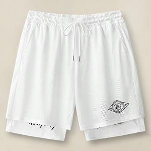 Men's Double Layer Mesh/Polyester Breathable Eco-Friendly Quick Dry Waterproof Anti-Wrinkle Baseball Shorts Pockets Mid Waist - Product Image 1