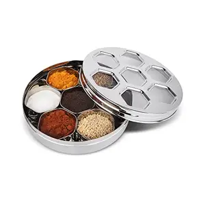 MASALA BOX FOR KITCHEN WITH SEE THROUGH LID STAINLESS STEEL SPICE BOX FOR KITCHEN STORAGE MASALA CONTAINER HAND INDIAN SPICE
