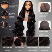 Perruques Lace Front HD 13x4 en Cheveux Humains 100% Naturels, Texture Brillante, Ondulation Épaisse et Volumineuse, Sans Chute, Sans Enchevêtrement, pour Femmes Magnifiques