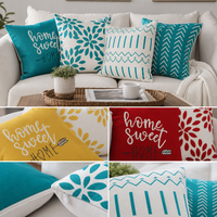 Funda de Almohada Rústica con Diseño de Casa Dulce Hogar, Funda de Cojín Decorativa de Poliéster Suave con Acentos Geométricos para Cama
