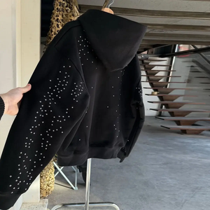 Haute qualité grande taille hommes sweats à capuche sweats à capuche personnalisés coton mélangé polaire vierge fermeture éclair Vintage Double couche - Product Image 3