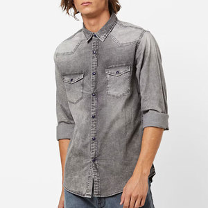 Fashionable Vintage Breathable Cotton <b>Denim</b> <b>Shirt</b> Hot Sale Wholesale Price Pakistan Manufacturer - Product Image 1