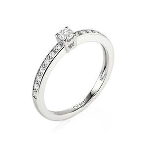 Jeulia Minimalist Oval Cut Pave Promise <b>Ring</b> 18K Gold Plated Sterling Silver - Product Image 2