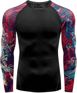 Camisa de compresión de manga larga para hombre, capa base deportiva, protección contra sarpullidos de lucha libre, secado rápido, ligera, 100% poliéster - Product Image 6