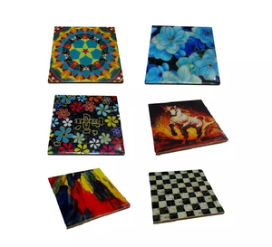 Wholesale Manufacturer Made New <b>Enamel</b> Design Home Decor Glass Coaster Antique Look Resin & Wooden Flatware Tea <b>Cup</b> Mats Pads - Product Image 6