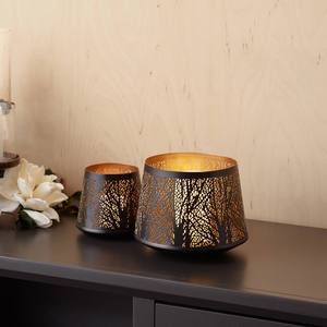 Luxury Matte Black Color & Gold Inside <b>Hurricane</b> Metal Candle Votive for Christmas Halloween Easter Decor Tabletop Decor - Product Image 1