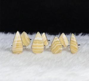 Anillos de piedras preciosas de ágata de encaje loco amarillo Natural de hermosa calidad, joyería a granel, venta al por mayor, anillos de bisel, joyería para venta al por menor - Product Image 2