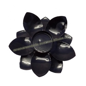 Support de lumière de thé de Lotus de fer en métal dans la couleur noire pour la décoration de table de Noël et de mariage de partie - Product Image 1