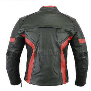 Blouson de moto en cuir véritable pour homme, style urbain, hiver, col rond, doublure polaire longue, en peau de mouton, coupe-vent, service OEM - Product Image 4