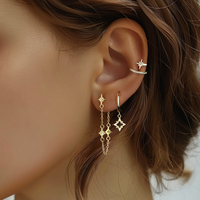 Déclaration bijoux 925 argent sterling étoile du nord Zircon goujon manchette cerceau goutte balancent boucles d'oreilles ensembles pour les femmes
