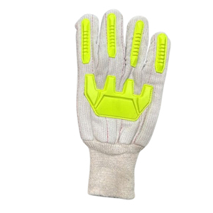 Gants en coton TPR gris naturel robustes Double paume et poignet tricoté Gants de travail de sécurité quotidiens en coton velours côtelé - Product Image 4