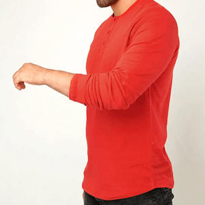 T-shirt pour homme en polyester lourd 280 GSM, manches longues, coupe ajustée, 100 % coton, motif uni, vente en gros - Product Image 2