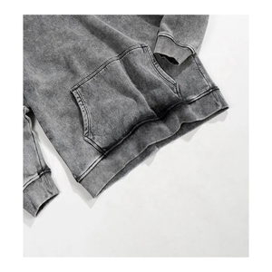 Pull-over personnalisé en polaire délavée à l'acide pour hommes, manches longues, fermeture à glissière avec motif solide, techniques de teinture unie - Product Image 5